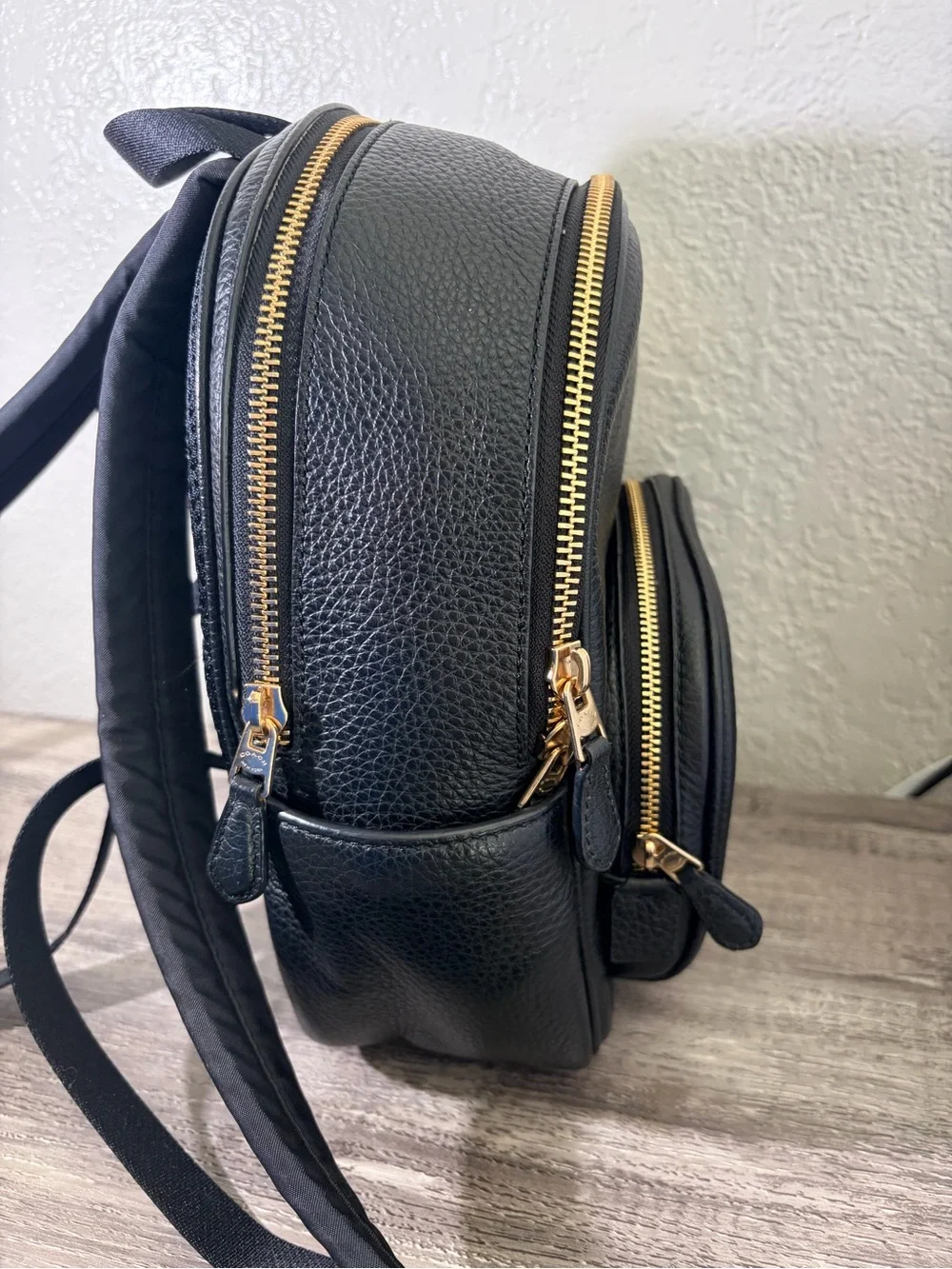 Coach Black Pebbled Leather Mini Backpack with Matching Wallet